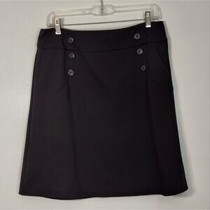 Reitmans Petites Womens Size 12P Black Skirt Button Design, Waist 34" Length 20"